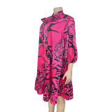 Robe ample à volants pour femmes africaines avec nœud imprimé automne / hiver