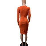 Женское сексуальное облегающее платье с глубоким V-образным вырезом и длинным рукавом