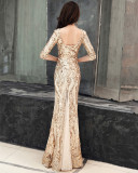 Deep V Sexy Fishtail Sequin Female Formal Party Mermaid Evening Dress