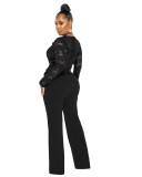 Mode Sexy Casual Slanke V-hals Lace See-Through Jumpsuit