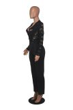 Mode Sexy Casual Slanke V-hals Lace See-Through Jumpsuit