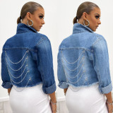 Женская модная металлическая цепочка с украшением из джинсовой куртки