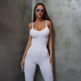 Women'S Fall Sexy Straps Low Back Chain Tight Fitting Butt Lift Jumpsuit
