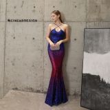Langes, formelles, schmal geschnittenes Fischschwanzkleid, elegantes Pailletten-Meerjungfrau-Abendkleid