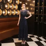 Elegant Crystal Diamond Sequins Fishtail Formal Party Long Dress Evening Dress