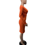 Sexy slanke bodyocn-jurk met diepe V-hals en lange mouwen voor dames