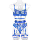 Women Sexy Mesh Patchwork With Leg Rings Erotic Lingerie Set