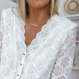 Women Summer White Lace Long Sleeve Top