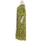 Plus Size Women Fall Off Shoulder Long Sleeve Dress with Belt
