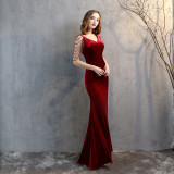 Women high-end  elegant banquet fishtail evening dress