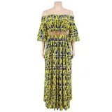 Plus Size Women Fall Off Shoulder Long Sleeve Dress with Belt