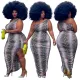 Plus Size Women Snake Print One Shoulder Pleated Slit Dress