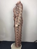 Plus Size Women Sexy V-Neck Zipper Lace-Up Wide Leg Jumpsuit