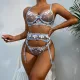 Women Sexy Mini Flower Underwire Embroidery Lingerie Set