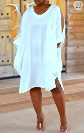 Oversized Casual Pocket Slit Plus Size Shirt Dress