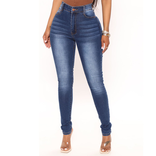 Высокоэластичные джинсовые простые повседневные узкие брюки для женщин