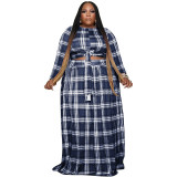 Fall Check Print Two-Piece Loose Casual Plus Size Women's Suit