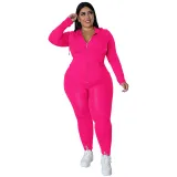 Plus Size Women's Solid Fall Hood Long Sleeve Pants Fashion Casual Set