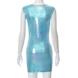 Women's Fall Solid Fluorescent Casual Slim Fit Sleeveless Sling Short Dress