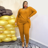 Fall V-Neck Two-Piece Loose Casual Plus Size Women's Suit