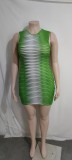 Geometric Print Sleeveless Bodycon Plus Size Dress