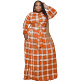 Fall Check Print Two-Piece Loose Casual Plus Size Women's Suit