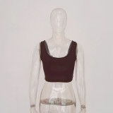 Spring Summer Fashion Women'S Hollow Out U-Neck Slim Basics Crop Vest Tops