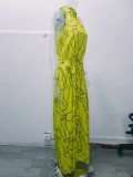 Zomer Dames Elegante Lace-Up Mouwloze Halter Hals Print Jumpsuit