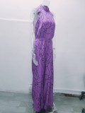 Zomer Dames Elegante Lace-Up Mouwloze Halter Hals Print Jumpsuit