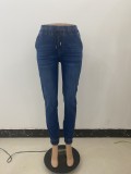 Women Stretch High Waist Elastic Waist Denim Jeans Pant