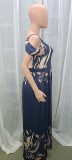 Women printed slit maxi dress