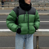 Autumn and winter women's coat trendy contrast color cotton short women's flight jacket