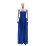 Summer solid color chiffon sexy Strapless + wide leg fashion Jumpsuit