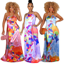Sexy dames Feature Map Tricolor optionele jurk