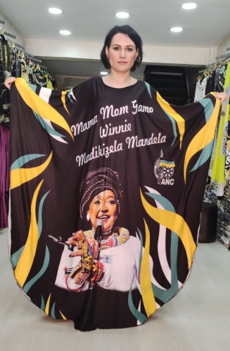 Baskılı Afrikalı Anne Büyük Beden Boncuklu Elbise