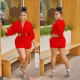 Fashion Women's Solid Color Shorts Half-Sleeve Rompers