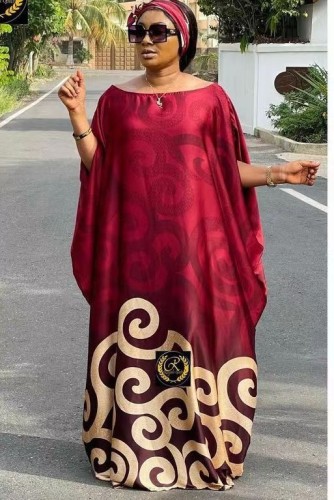 夏緩いイスラム教徒ヒジャブ プリント アフリカ女性緩いローブ ドレス