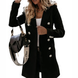 Fall/Winter Long Sleeve Turndown Collar Double Breasted Coat