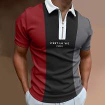 Polo shirt men's men's summer print short-sleeved polo shirt men's Turndown Collar T-shirt top