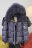 Fur Collar Down Jacket Women'S Medium Length  Plus Size Loose Puffer Jacket
