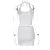 Women Casual Vest + Skirt Two Piece Set