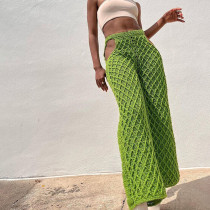 Herbst-Frauen-reizvoller Ausschnitt, der beiläufige Hosen mit hoher Taille strickt
