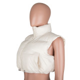 Women Autumn/Winter Solid Color Sleeveless Padding Vest