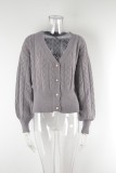 Fall Button Cropped Cutout Cardigan Women's Versatile Style Knitting Sweater