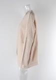 Herbst Winter Plus Size Damen Strickjacke Unregelmäßiges Strickhemd Hohlstrickpullover Jacke