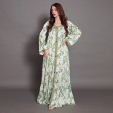 robe en dentelle imprimée pour femmes abaya robe musulman jalabiya