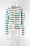 Striped knitting shirt Plus Size Knitting sweater cardigan single breasted short sweater women
