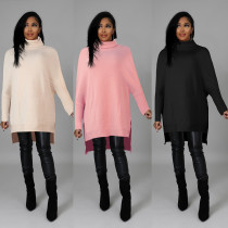 Women's Long Sleeve Rabbit Velvet Turtleneck Slim Long Sweater