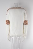 Herbst/Winter Damen Pullover mit V-Ausschnitt und Leopardenmuster Damen Basic Pullover