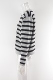 Striped knitting shirt Plus Size Knitting sweater cardigan single breasted short sweater women
